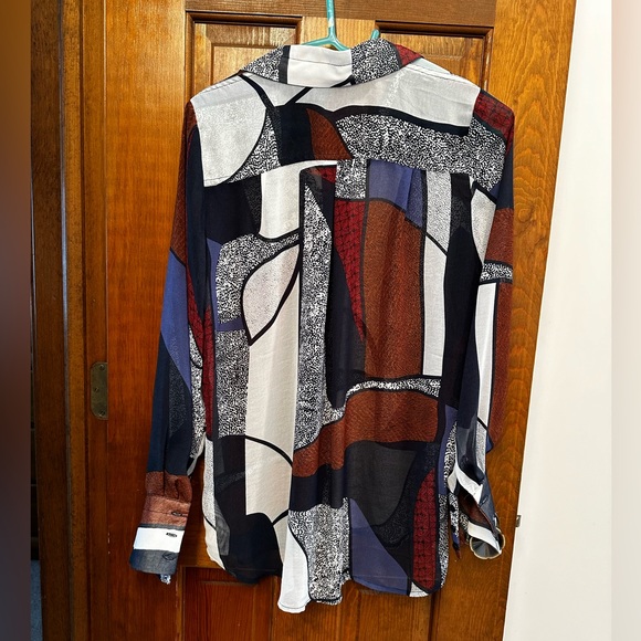 FDJ FRENCH DRESSING JEANS MULTI COLOR LONG SLEEVE BLOUSE SIZE 6 - Picture 3 of 6